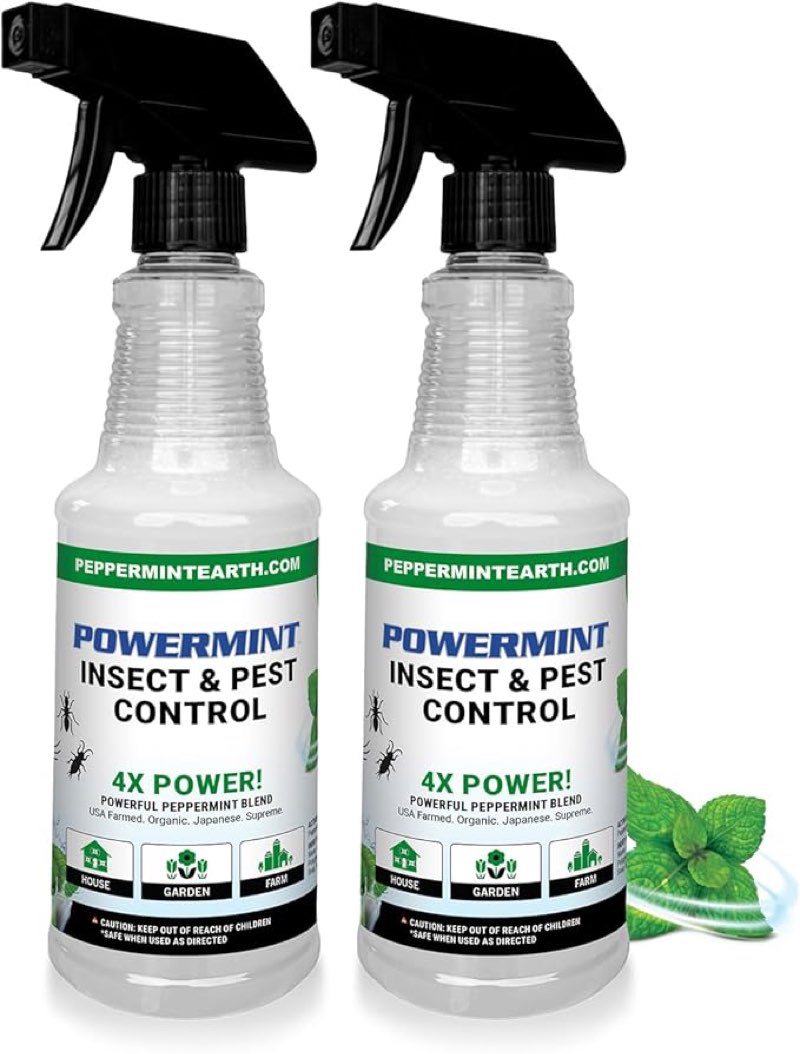 Powermint 16 Oz Peppermint Oil Insect & Pest Spray for Spiders, Ants, Ticks, and More (Pack of 2)