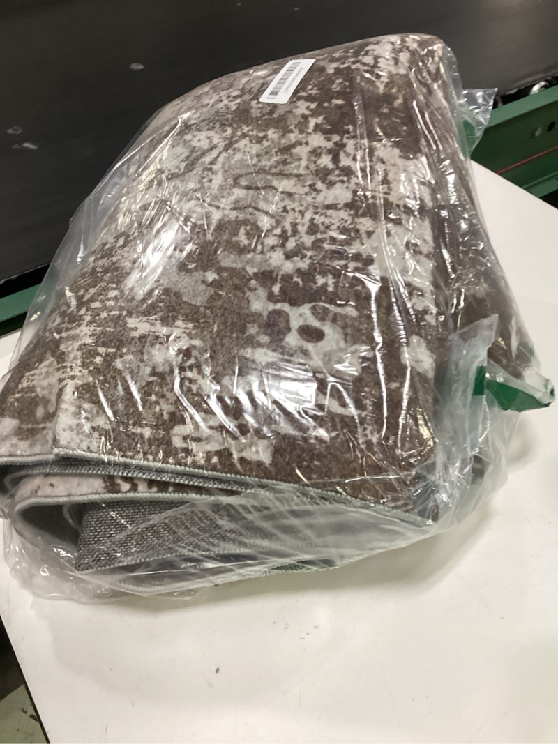 Condition photo showing Good Condition for 5x7 area rugs - modern abstract washable rug, ultra soft non slip low pile large rugs for living room, floor carpet for bedroom dining room office laundry nursery home(a-brown) 5x7 c-brown