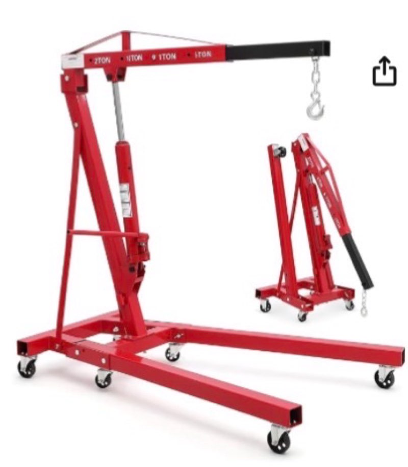 garveetech 2-ton folding engine hoist cherry picker 4400 lb capacity hydraulic shop crane with teles(incomplete missing pieces)