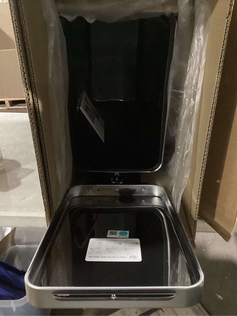 Condition photo showing Good Condition for Home Zone Living 8 Gallon Slim Kitchen Trash Can with Soft Close Lid, Step Pedal, Bag Tuck Band, and Removable Liner, Stainless Steel, Silver Silver Single