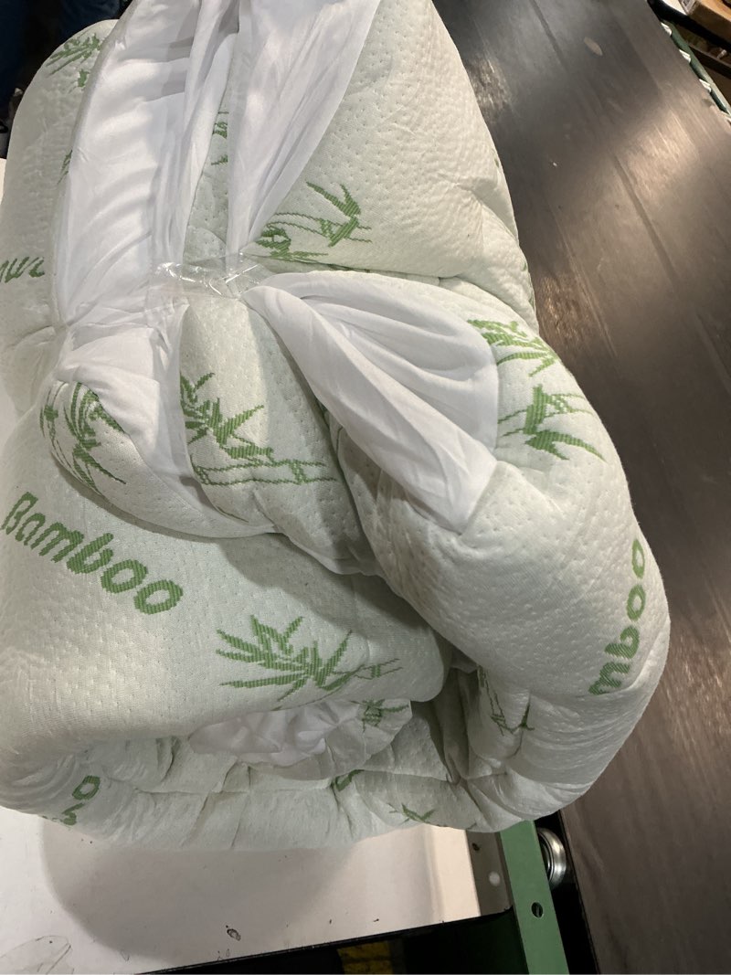 Condition photo showing As Is for ultra soft queen size mattress topper - viscose made from bamboo pillow top mattress pad for back pain relief - naturally cooling for hot sleepers, green green queen