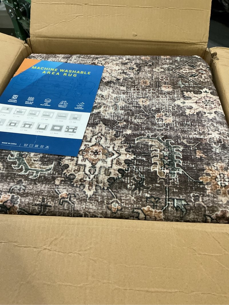 Condition photo showing Good Condition for GarveeHome Area Rugs 8x10 Large Vintage Printed Accent with Non-Slip Backing, Stain-Resistant Oriental Living Room Rugs, Washable Farmhouse Low Pile Rugs for Bedroom, Office, Green Camel Grey/Lake 8' x 10' (Rectangular)