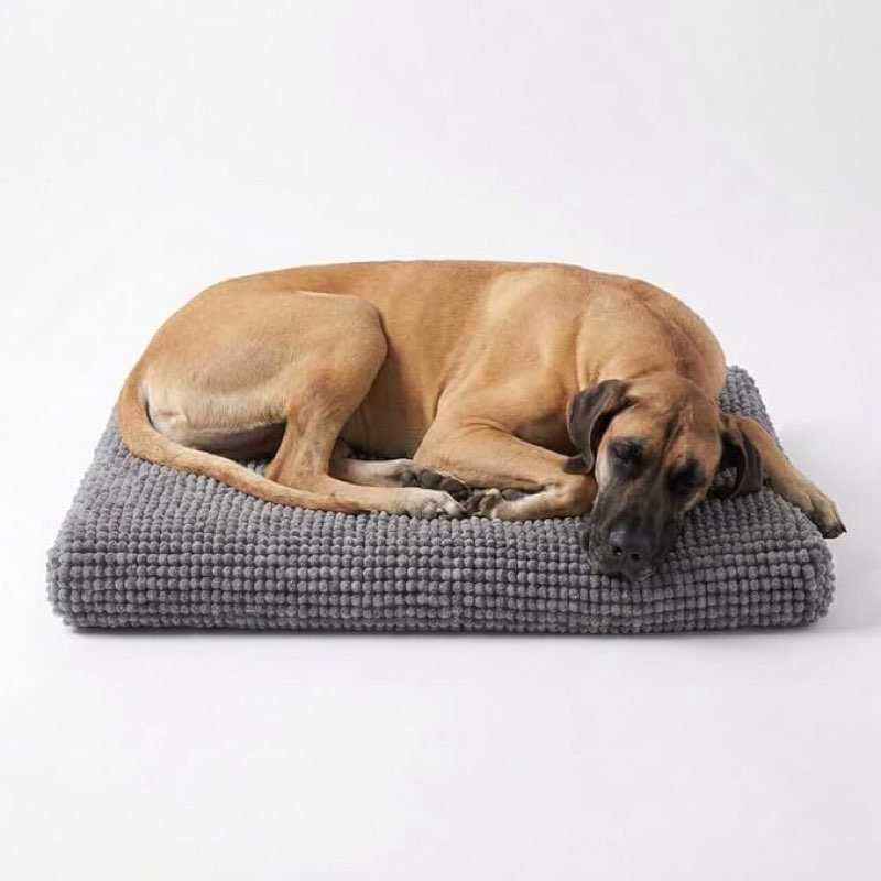 muddy mat® dog crate bed mat, comfortable dog pillow, crate bed for large medium small dogs and cats, ultra soft & relaxing washable & dryer safe chenille material - grey large (28\"x42\")