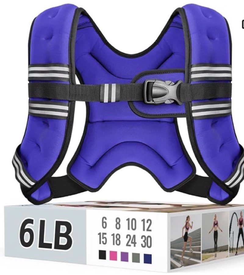 Weighted Vest for Women & Men with Reflective Stripe and Adjustable Buckle, Comfortable & Durable Rucking Vest for Walking, Running & Strength Training 6 lb Black