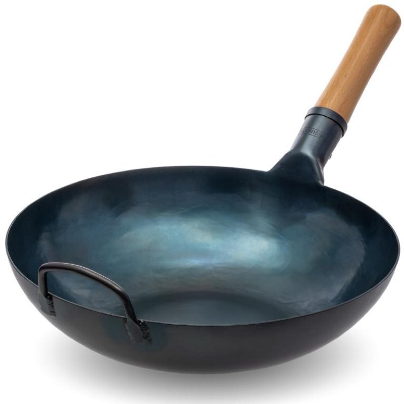 13,5-inch Pre-Seasoned Blue Carbon Steel Wok Flat Bottomed