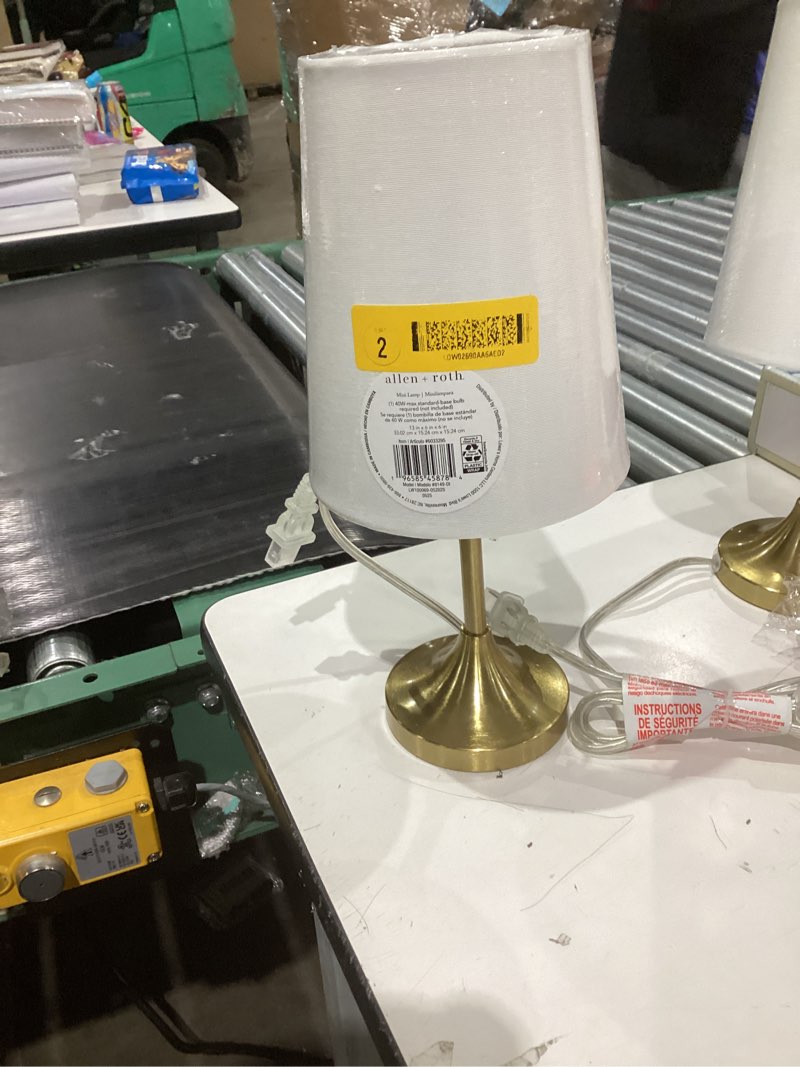 Condition photo showing Good Condition for allen + roth 13-in Gold Stick Table Lamp with Fabric Shade