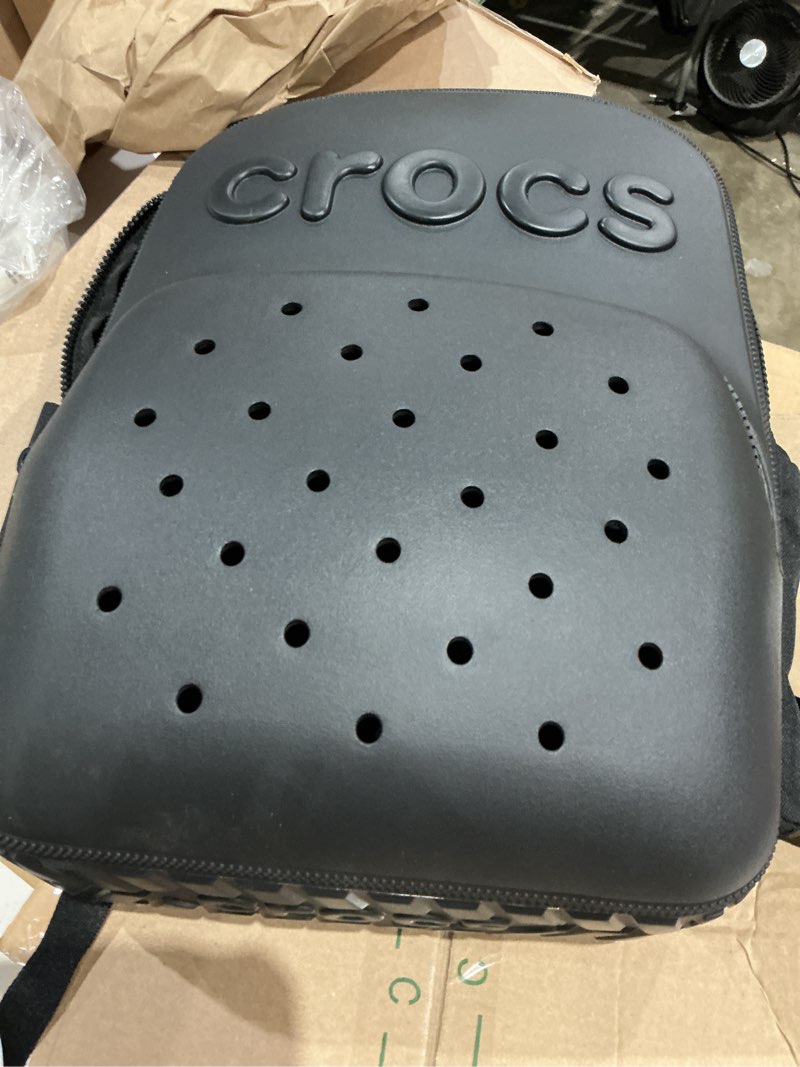Condition photo showing As Is for crocs unisex backpack black one size one size black