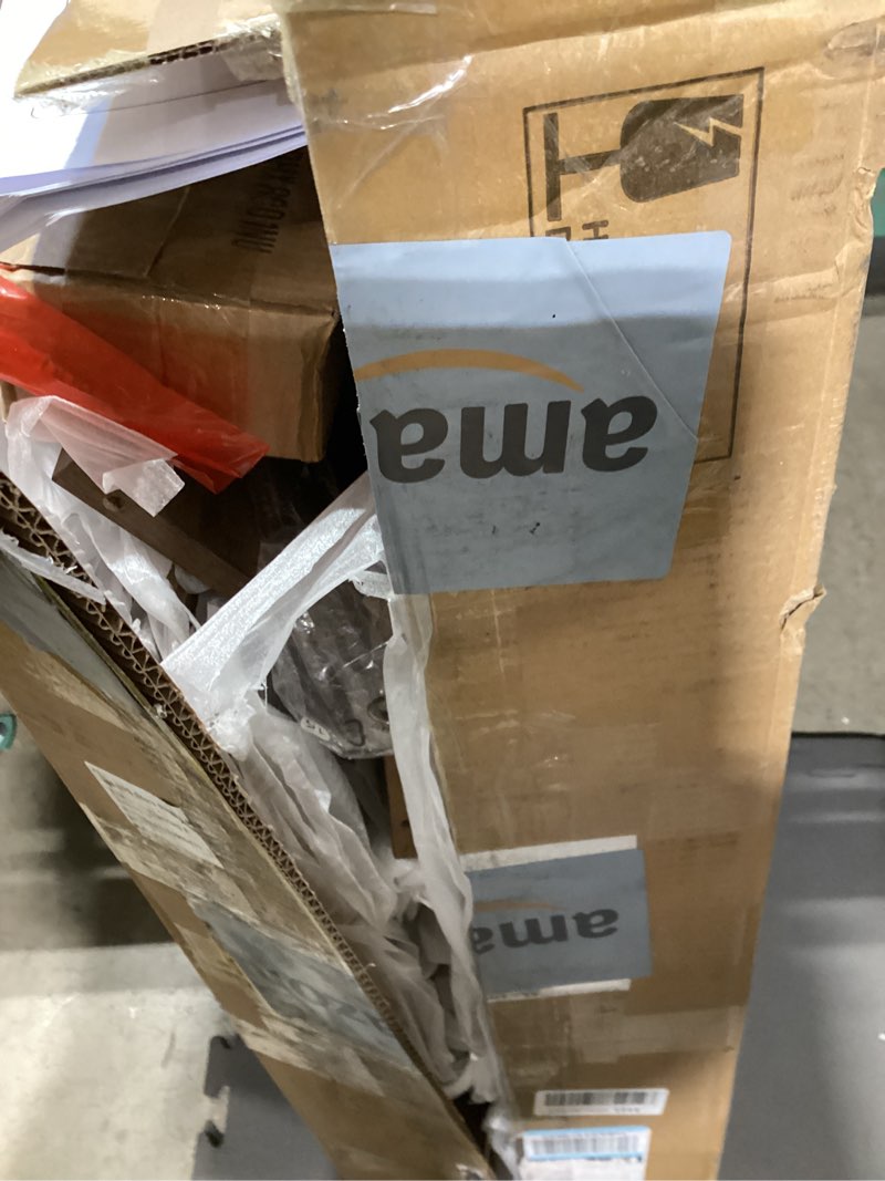 Condition photo showing As Is for RUSTOWN Rustic Wood Wall Storage Cabinet with Two Sliding Barn Door, 3-Tier Decorative Farmhouse Vintage Cabinet for Kitchen Dining, Bathroom, Living Room, Rustic Oak