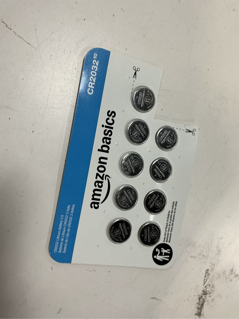 Condition photo showing As Is for Amazon Basics CR2032 3V Lithium Coin Cell Batteries for Key Fob, Watch, Remote, Child-Proof Package, Non-Coated, AirTag Compatible, 10-Pack 10 Count (Pack of 1)