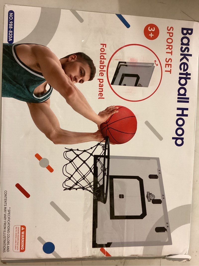 Condition photo showing As Is for 24" x 16" large basketball hoop indoor for adults, over the door basketball hoop with sturdy backboard, big basketball toys gifts ideas for man kids teens boys girls, black black- without scoreboard