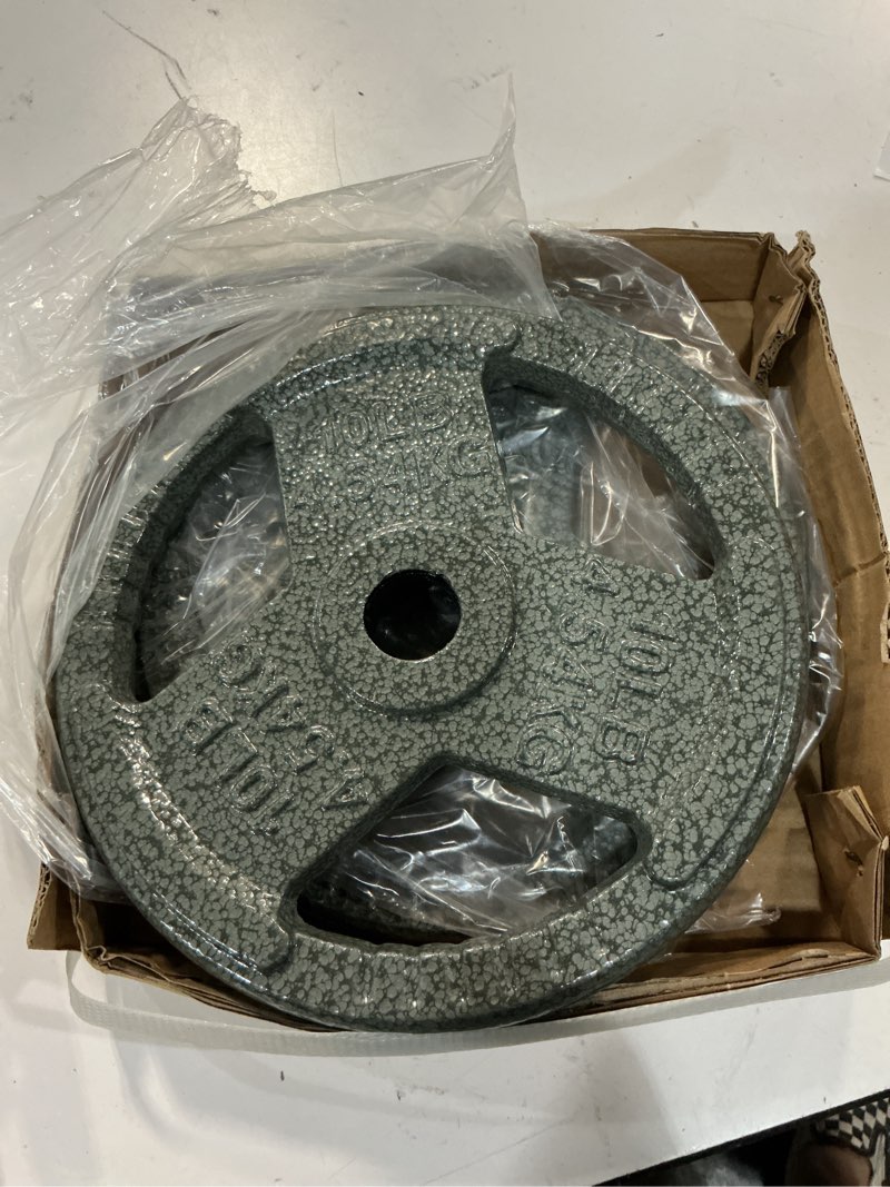 Condition photo showing Good Condition for fitvids 2 inch olympic barbell weight plates set, barbell weight set for home gym strength training, triple-handle design 20lb