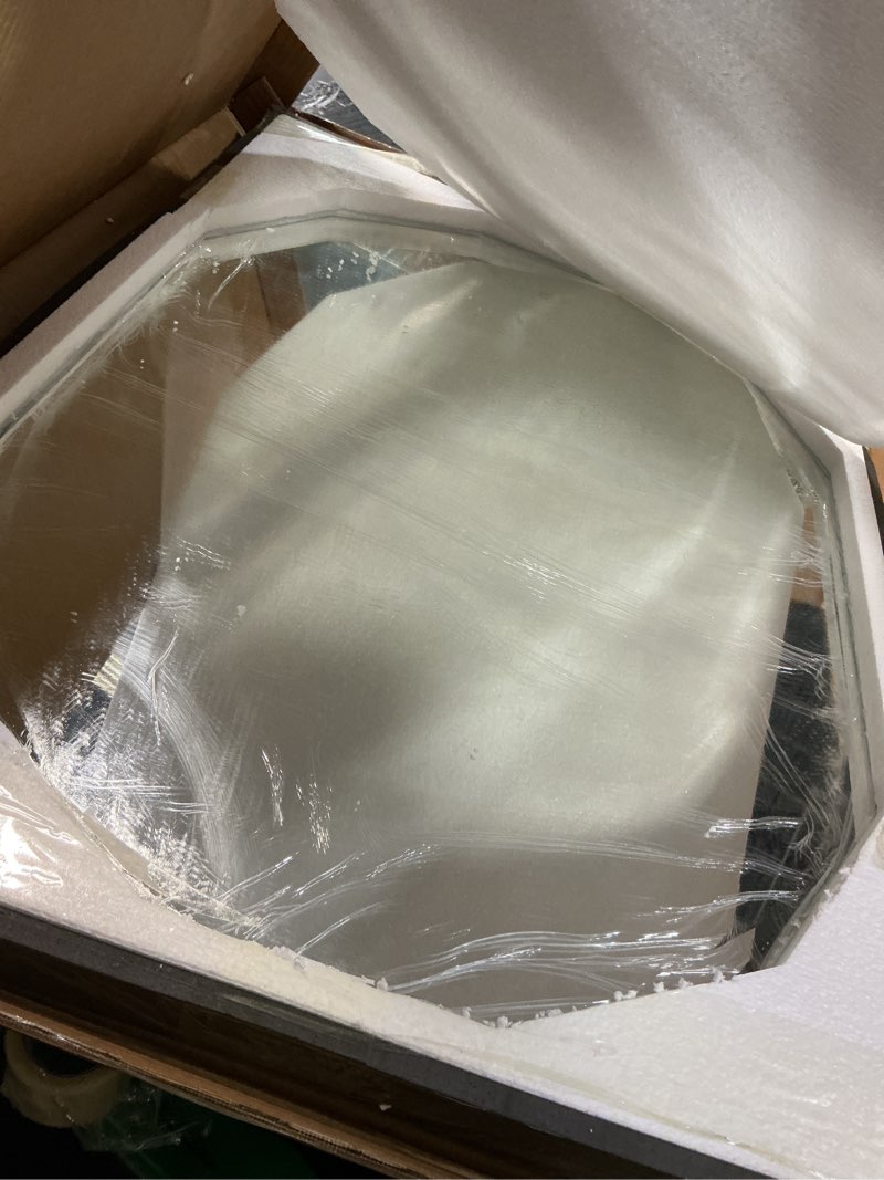 Condition photo showing Good Condition for 30x22 Inch Beveled Oval Bathroom Mirror, Frameless Copper-Free Silver Mirror, Modern Vanity Mirror, Decorative Wall Mirrors Over Sink for Restroom, Bedroom, Living Room, Bathroom, Entryway 30"L x 22"W