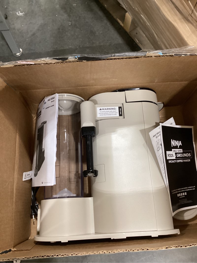 Condition photo showing Good Condition for ninja pod & grounds specialty single-serve coffee maker, k-cup pod compatible, brews grounds, compact design, built-in milk frother, 56-oz. reservoir, 6-oz. cup to 24-oz. mug sizes, stone, pb051st