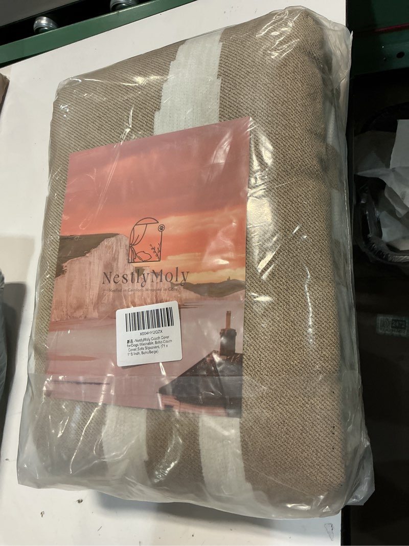 Condition photo showing Good Condition for Couch Cover for 2-3 Cushion Couch Sofa Pet Friendly, Boho Sectional L Shaped Sofa Cover Washable for Dogs Cats Kids, Leather Furniture Protector Slipcover Decor for Living Room, 71"x118" 71"x118" Boho Black