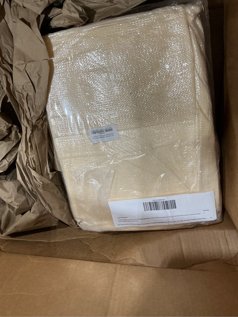 Condition photo showing Good Condition for sunny guard sun shade sail 20' x 26' rectangle butter cream uv block sunshade for backyard yard deck patio garden outdoor activities and facility(we make custom size) 2 0' x 2 6' butter cream