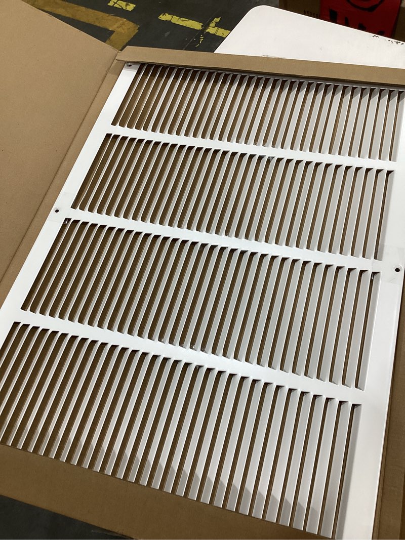 Condition photo showing New/Like New for howeall 24"w x 16"h [duct opening size] steel return air grille, air return vent cover for ceiling and sidewall - hvac air vent covers - [outer dimensions: 25.75"w x 17.75"h] 24"w x 16"h [duct opening]