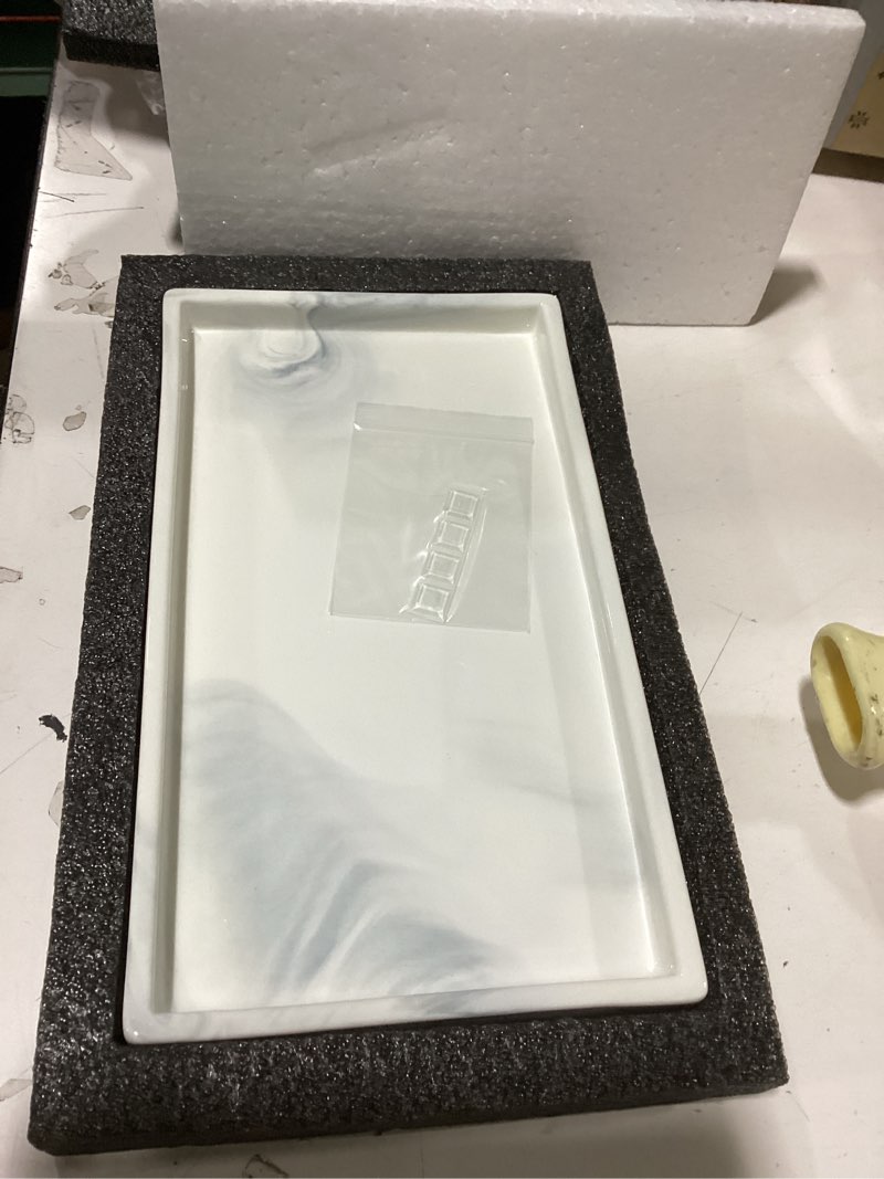 Condition photo showing New/Like New for vanity bathroom tray,perfume organizer jewelry plate holder white marble tray decorative ceramic rectangle small tray serving tray pale 6.3" x 11.3" x 1"