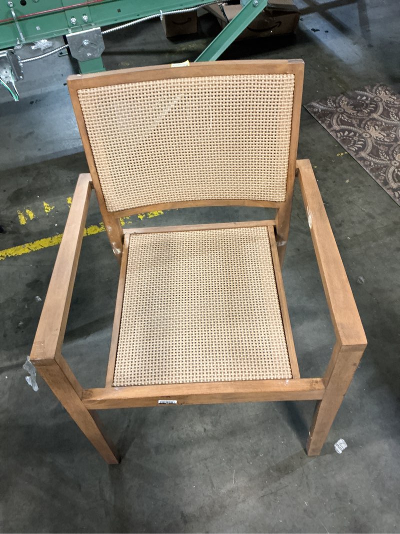 Condition photo showing Good Condition for wood caning stackable patio chair brown - threshold™ designed with studio mcgee