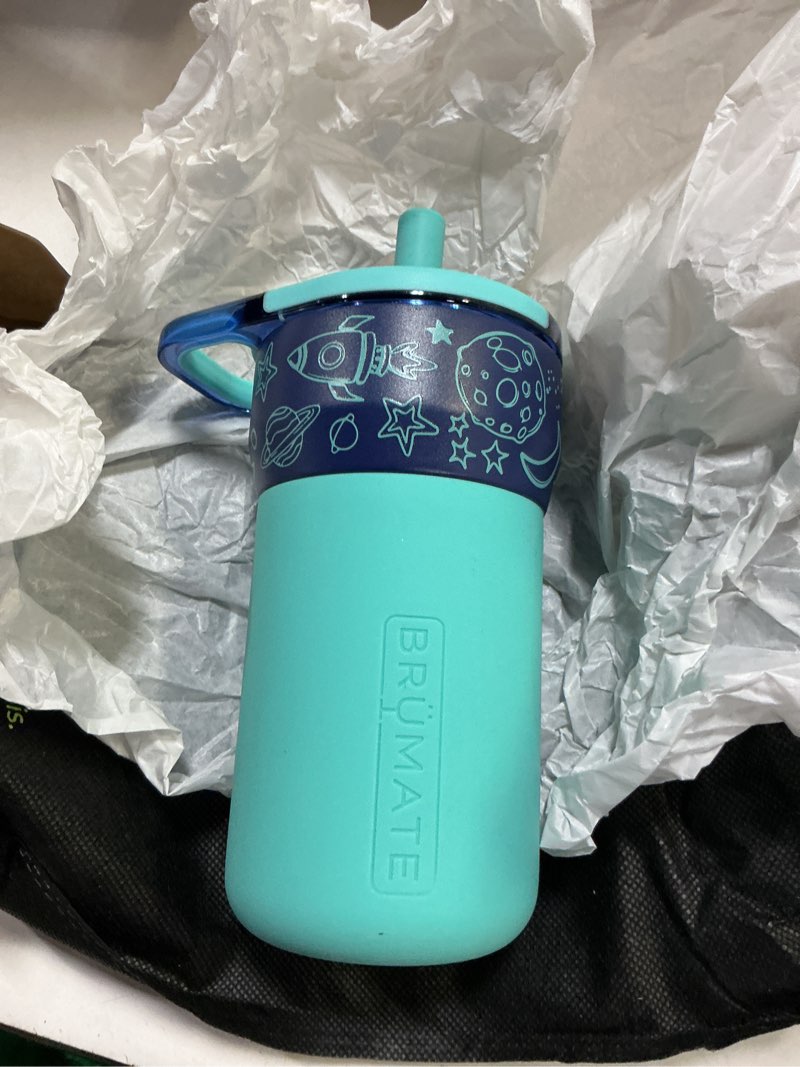 Condition photo showing Good Condition for brümate leap 12oz 100% leakproof kids tumbler with handle and silicone soft straw | drop resistant silicone sleeve | for kids 4+ | insulated stainless steel | cup holder friendly | 12oz (outer space) outer space 12 ounces