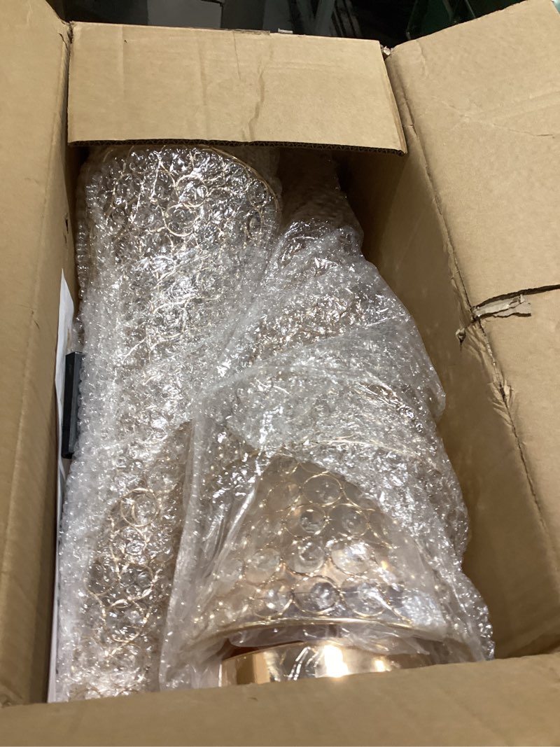 Condition photo showing Good Condition for rtteri 4 pcs 20 inch tall crystal vase for centerpieces wedding metal crystal trumpet flower vase stand for holiday table floor wedding banquet celebration, classic elegance(gold) gold 20 inch