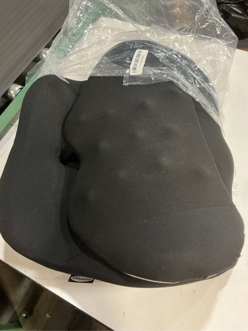Condition photo showing Good Condition for Lexeme X Large Memory Foam Seat Cushion Lumbar Support Pillow for Sciatica & Tailbone Pressure Relief Coccyx Pad for Office Chair, Car,Wheelchair,Home,Office Black