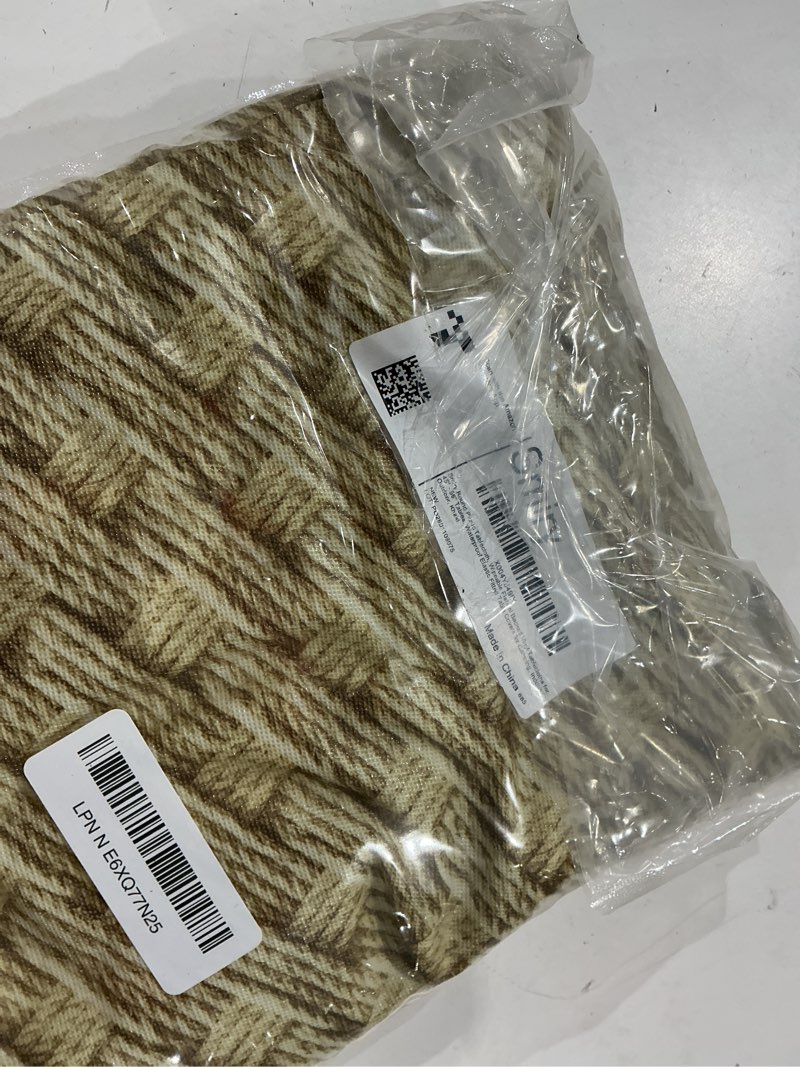 Condition photo showing Good Condition for smiry round picnic tablecloth, wipeable flannel backed vinyl tablecloths for 45" - 56" tables, waterproof elastic fitted table covers for camping, indoor, outdoor, khaki for up to 45"-56" round khaki
