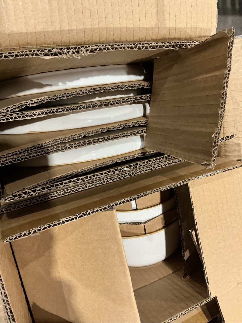 Condition photo showing New/Like New for gbhome ceramic dinnerware sets for 6, 18 pieces stoneware plates and bowls sets, scratch resistant dishes, dishwasher & microwave safe, reactive glaze-white pearl white service for 6(18pcs)