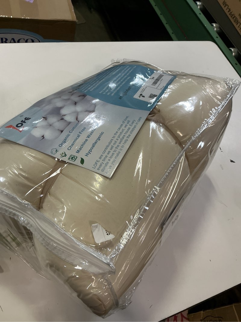 Condition photo showing New/Like New for lofe organic pillow with pillowcase - 20x36 king size pillow with 100% organic cotton shell, adjustable loft organic king plilow, machine washable, soft, perfect for adults&couples off white 20x36in (1 pack)