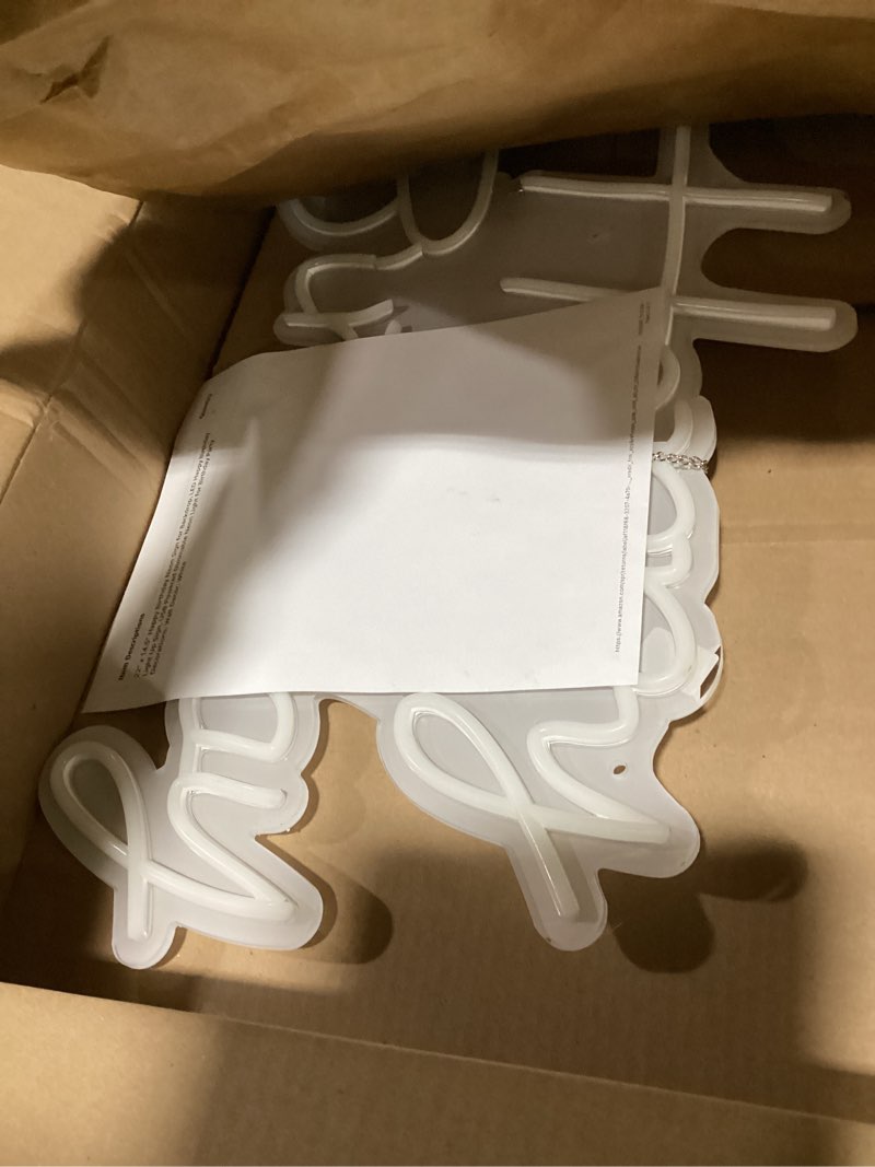 Condition photo showing As Is for 22" x 14.5" happy birthday neon sign for backdrop, led happy birthday light up sign, usb powered dimmable neon light for birthday party decorations, wall decor, white white 22" x 14.5"