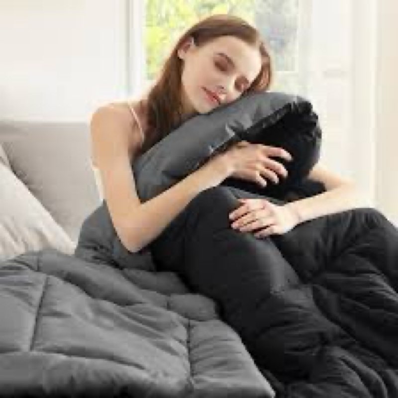 bedsure twin comforter duvet insert, all season bed comforter, quilted down alternative duvet, box stitched comforters with corner tabs, machine washable, 68 x 88 inches (black/grey