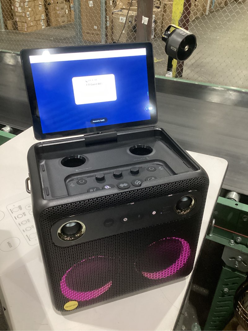 Condition photo showing Good Condition for ikarao smart karaoke machine for adults - with lyrics display, 32gb karaoke tablet, 2 wireless mics, professional karaoke system, 300w peak power, 4 dj lights, karaoke speaker for any occasion break x2 with wireless microphones