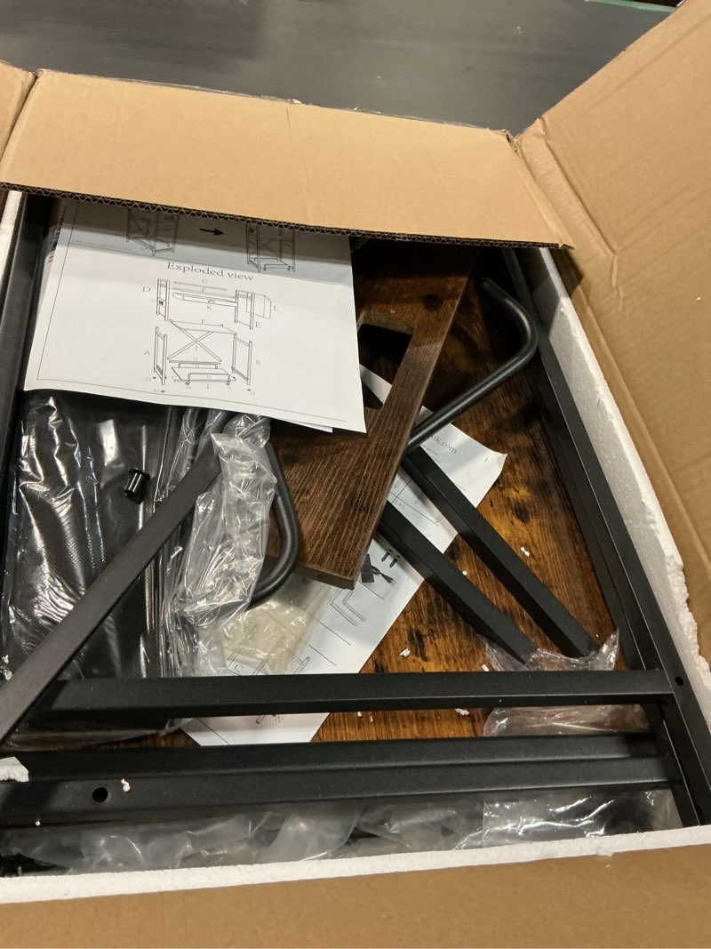 Condition photo showing As Is for Homeiju 3-Tier Printer Stand with Storage Drawer,Large Tall Printer Table with Power Outlet,Side Pocket and Adjustable Shelf for Home Office,Stand Cart for Computer PC Tower CPU Shredder,Brown