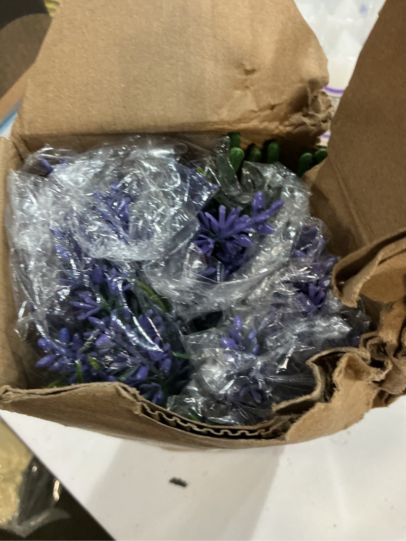 Condition photo showing New/Like New for n&t nieting artificial plants outdoor, 20 bundles fake monkey grass with spring flowers, uv resistant faux plants for garden window office patio hanging planter pathway front porch home(purple) purple 20 bundles