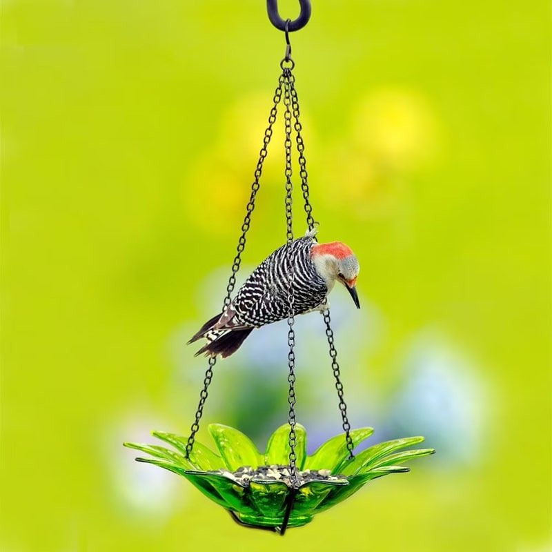 Mosaic Birds Daisy Hanging Bird Feeder, 16.9-oz, Lime