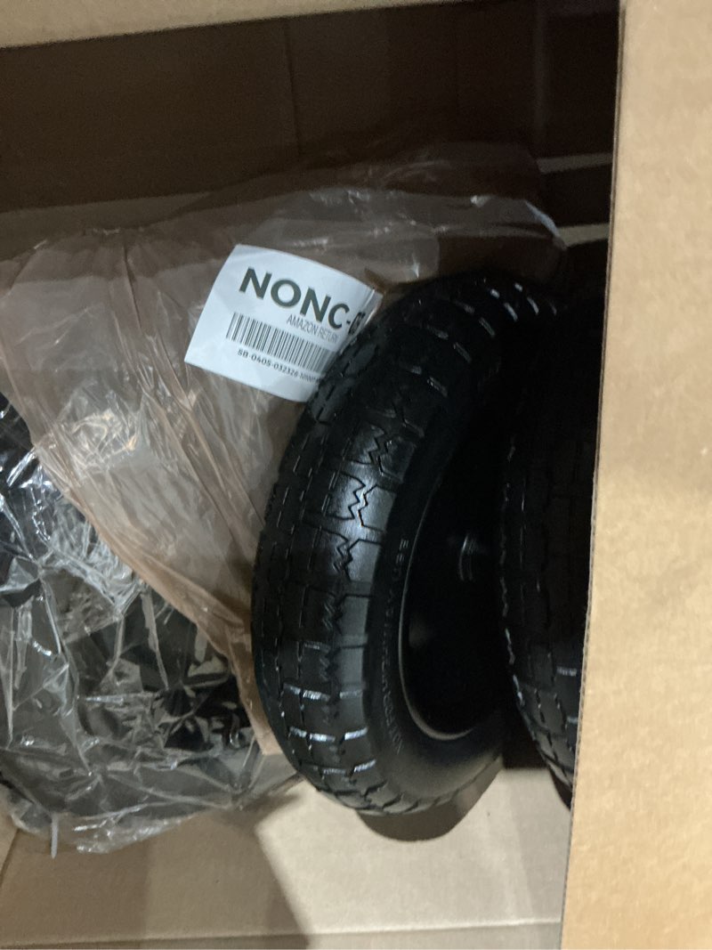 Condition photo showing Good Condition for 13" flat free wheels replacement for gor garden cart tires, 4.00-6 solid tires with 5/8"bearings, 13" no flat wheels for gor garden carts/hand trucks/garden carts 4 black