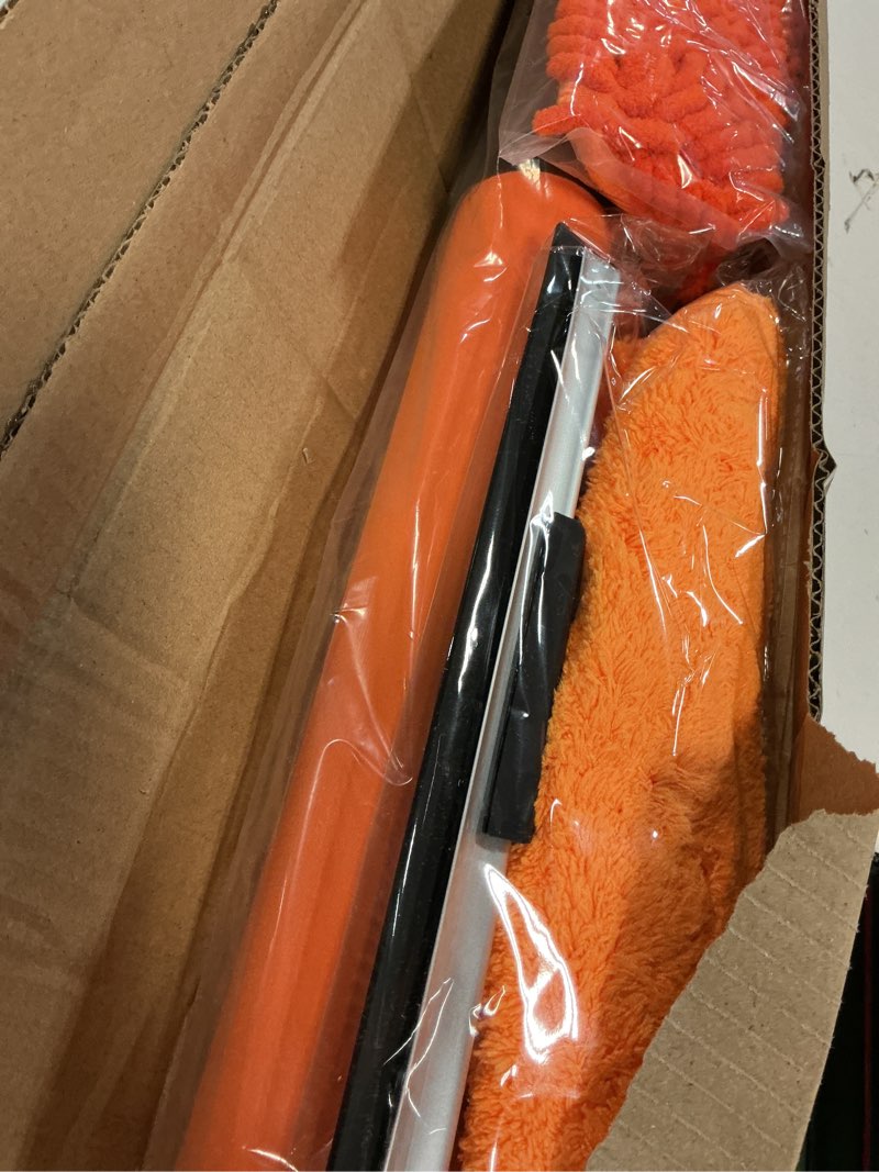 Condition photo showing Good Condition for 30FT Reach High Ceiling Duster Kit, Window Cleaning kit with 5-24FT Extension Pole, Fan Duster for Ceiling Fan Blades, Microfiber Feather Duster, Rotatable Window Squeegee and Cobweb Duster