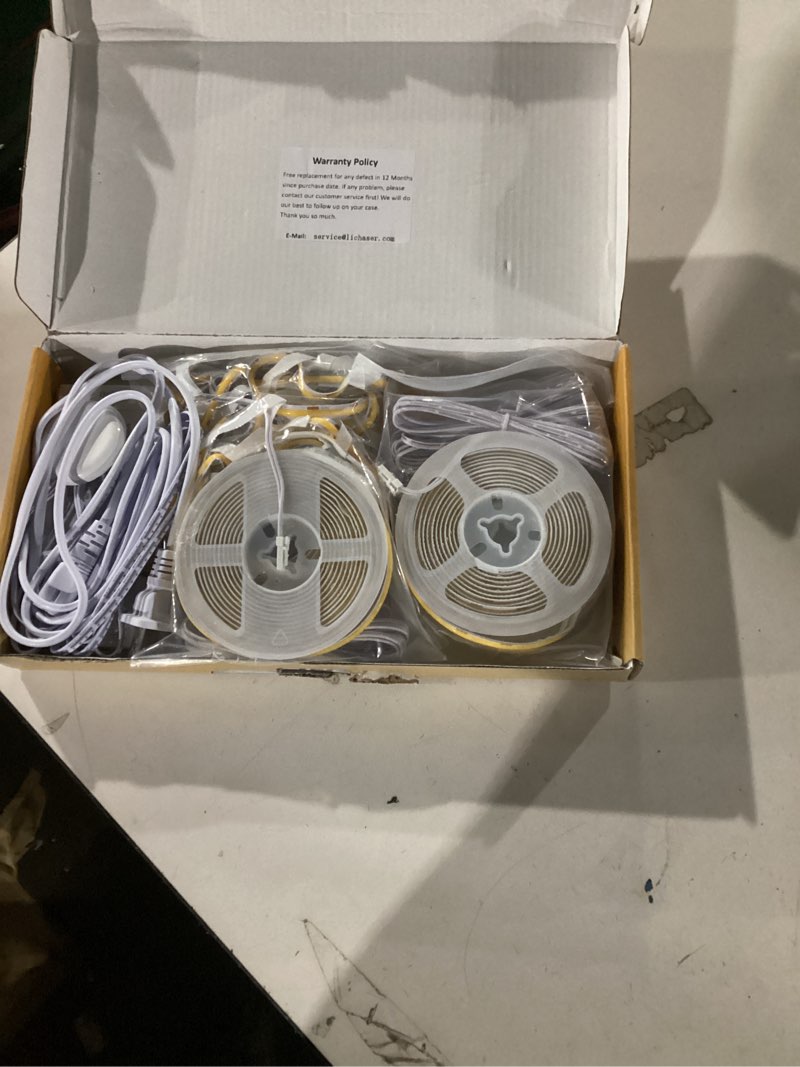 Condition photo showing Good Condition for Lichaser 9.84ft COB LED Strip Light, 6 Rolls of 3000K Flexible COB LED for Acoustic Panel and Wood Slat Wall Panels Parallel with Dimmable Touch Sensor Switch, Cuttable for Wood Slat Lighting, Shelf