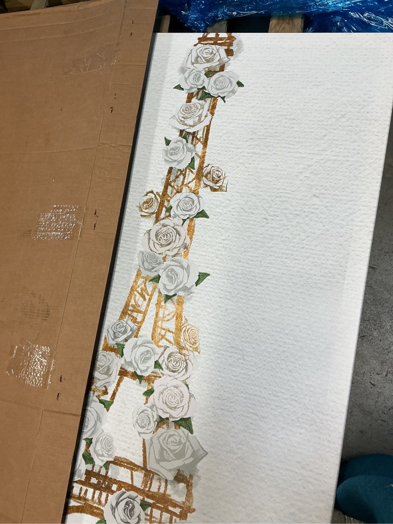 Condition photo showing Good Condition for White Gold Lattice Canvas Paris Art Prints by Art Remedy, Gallery Wrapped