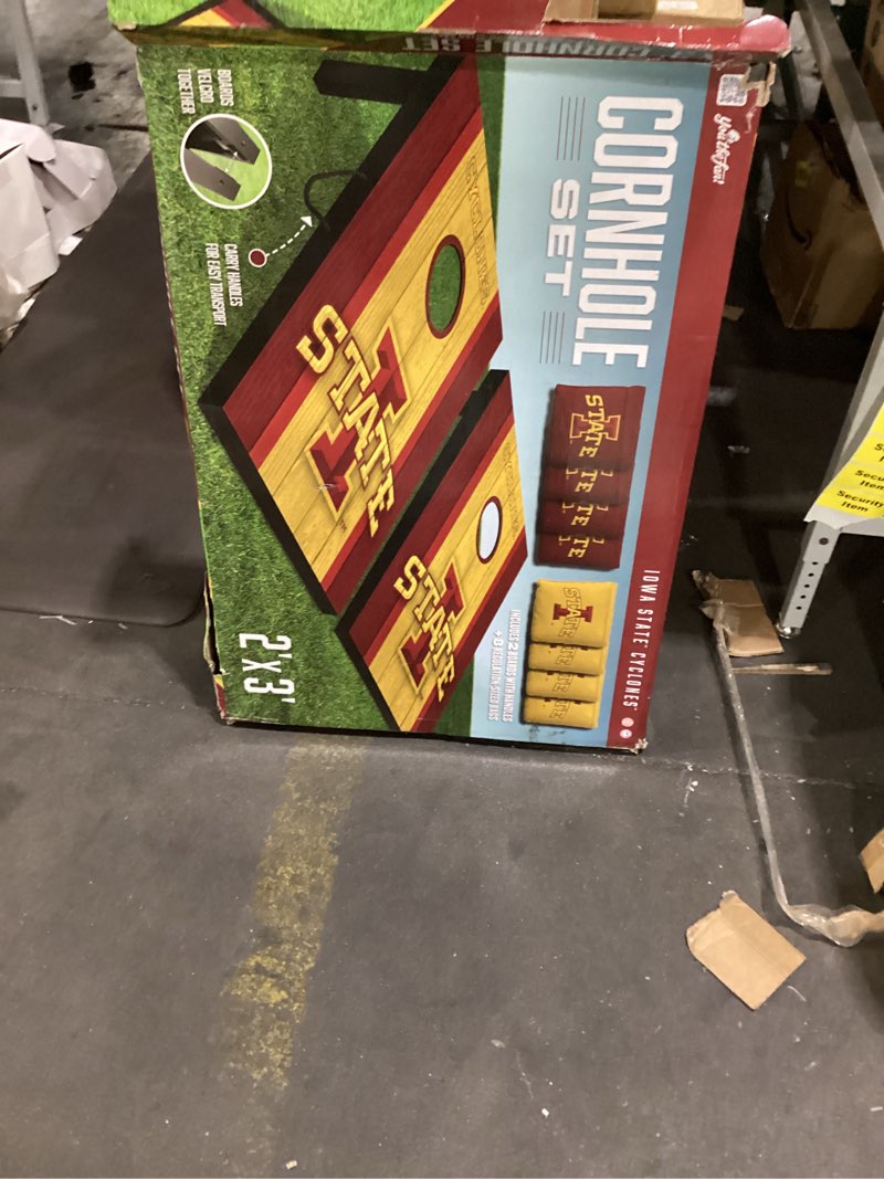 Condition photo showing As Is for iowa state cornhole set