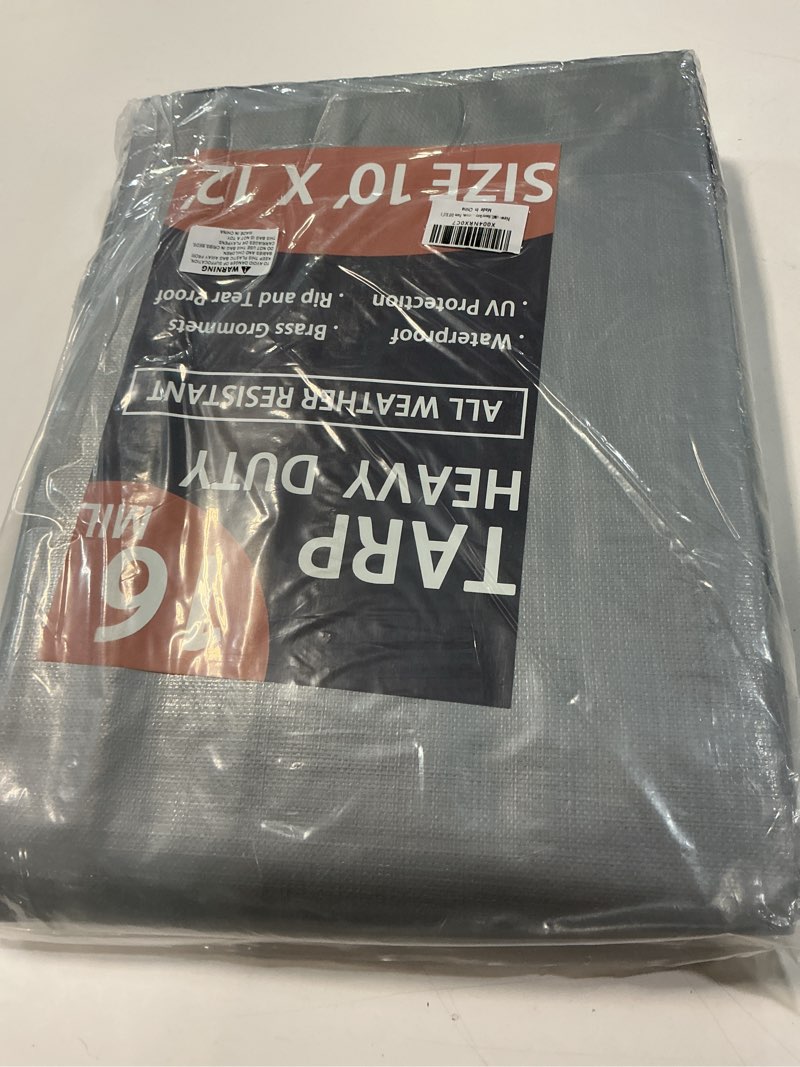 Condition photo showing New/Like New for 16MIL Heavy Duty Waterproof Tarps - Silver Black 10x12FT 16 Mil Tarps Heavy Duty Waterproof with Grommets UV Resistant Tear&Fade Resistant, Reinforced Edges for Outdoor Pool Camp Tent