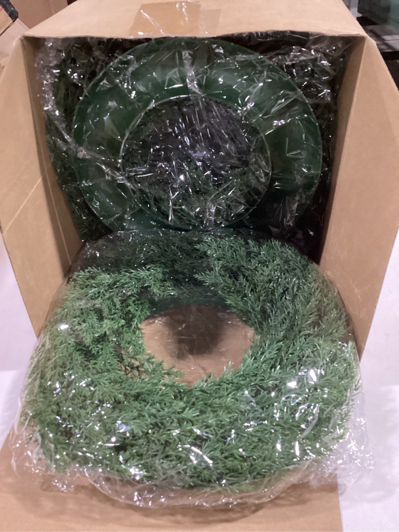 Condition photo showing Good Condition for Zeyune 8 Pcs Christmas DIY Green Wreath 14 Inch Artificial Christmas Wreaths Faux Plain Wreaths for Decorating Front Door Window Room Farmhouse Xmas Party Indoor Outdoor (Elegant Style)