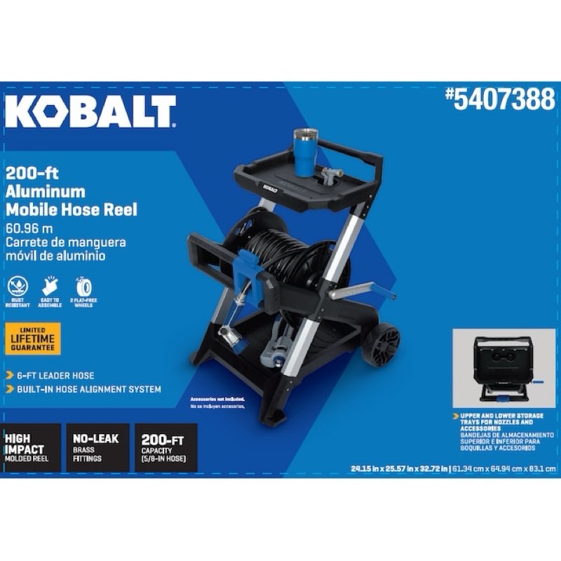 Kobalt 200ft aluminum mobile hose reel
