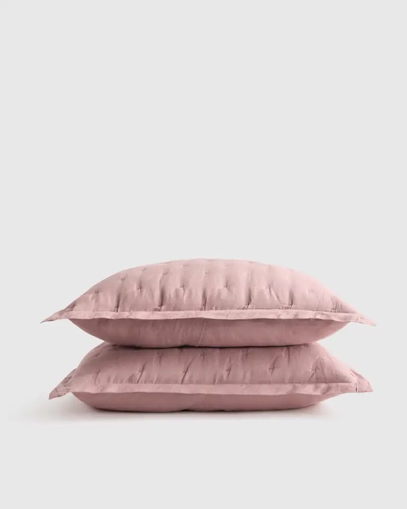 european linen dream quilt set, full/queen, dusty mauve
