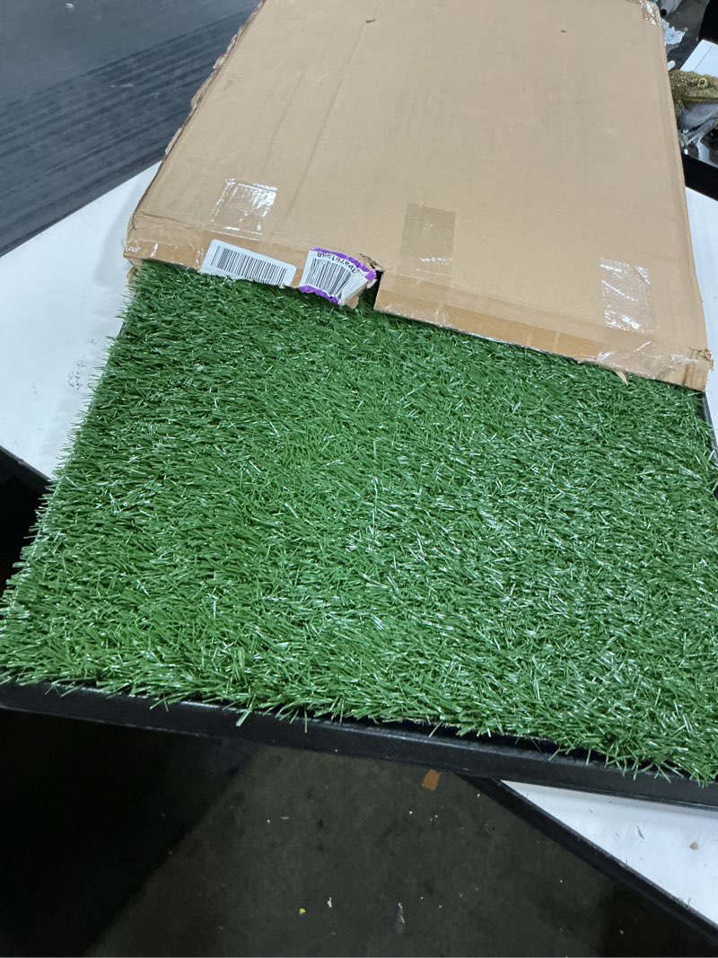 Condition photo showing Good Condition for artificial grass puppy pee pad for dogs and small pets - 20x30 inch, reusable 4-layer turf pads for dogs with tray - indoor and outdoor fake grass potty pet supplies by petmaker large 4-layer system