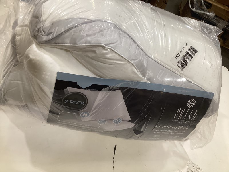 Condition photo showing As Is for feather pillows queen size set of 2 - goose down hotel bed pillow for sleeping, soft 600 thread count cotton cover, fluffy support surround fill polyester for side, back and stomach sleepers
