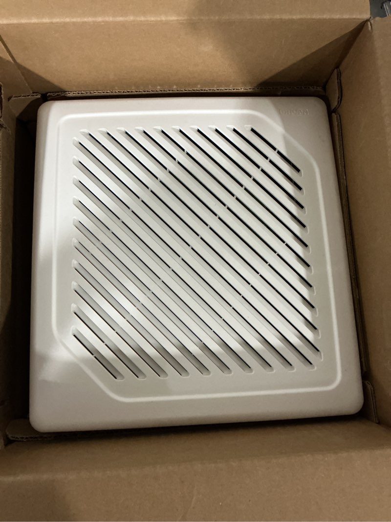 Condition photo showing As Is for broan invent 1-sone 110-cfm white bathroom fan, energy star