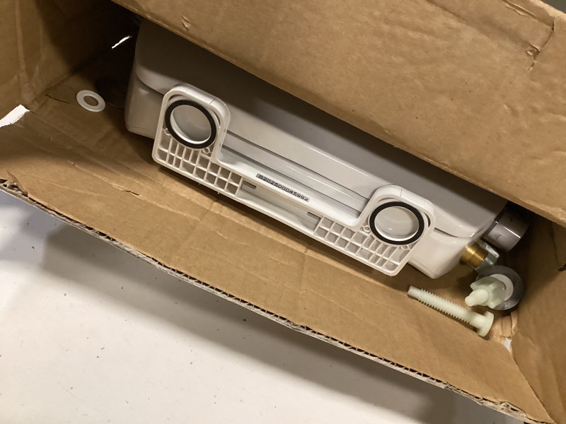 Condition photo showing As Is for elongated bidet toilet seat with quiet-close, non-electric bidet mode with dual nozzles, fit elongated toilet seat, adjustable water pressure with brass inlet (elongated)