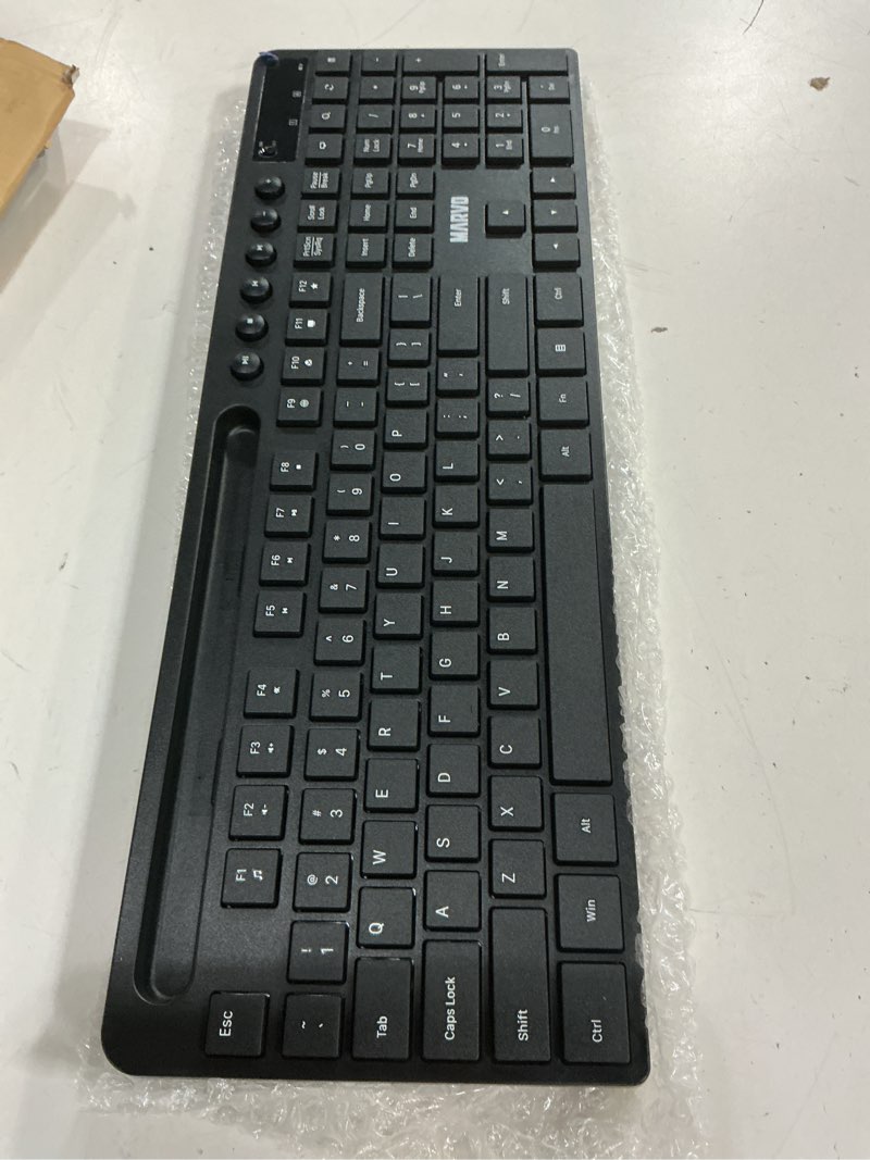 Condition photo showing Good Condition for wireless keyboard and mouse combo, marvo 2.4g ergonomic wireless computer keyboard with phone tablet holder, silent mouse with 6 button, compatible with macbook, windows (black)