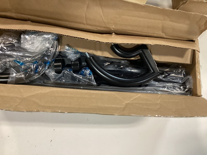 Condition photo showing As Is for enjoybasics double curtain rod?blackout wrap-around curtain rods for windows 48 to 84 inch?adjustable from 32 to 86 inch for room darkening curtains, matte black black 32-86"