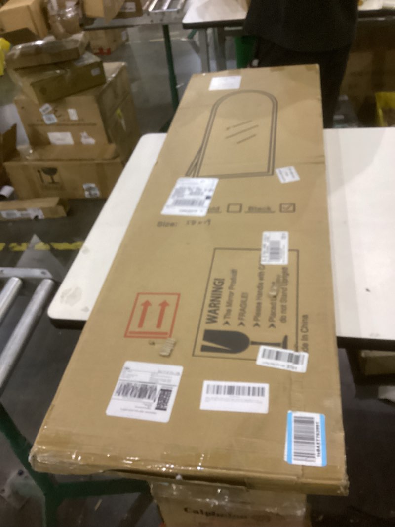 Condition photo showing New/Like New for 58"x19"Floor Mirror Full Length,Arched Full Length Mirror with Stand,Full Body Mirror,Hanging or Large Leaning for Bedroom Living Room Black Black 58"L x 19"W